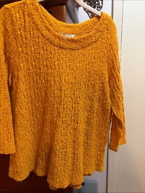 Multiples Textured Crinkle Tunic - Mustard